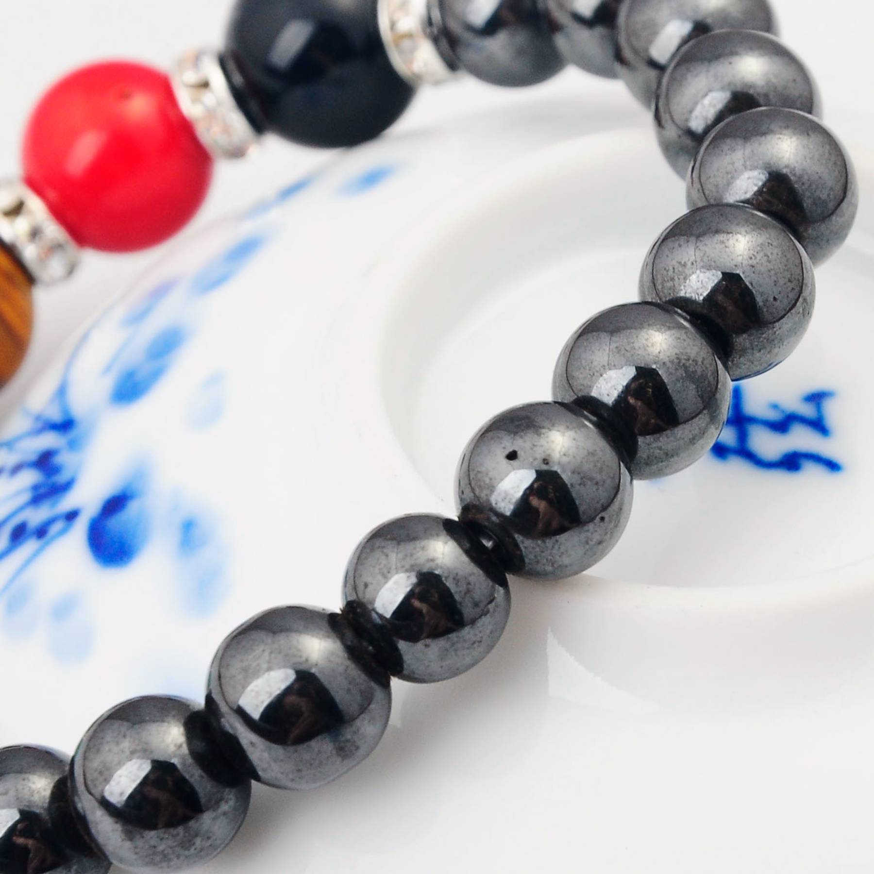 Joya Gift Magnetic Hematite 8MM Round Beads Strands stone bracelets 7 Chakra Gemstone Crystal Healing Reiki women jewelry bangle