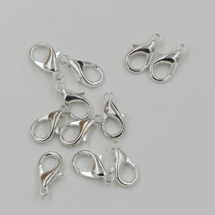 Hot ! 10mm 12mm 14mm 16mm 18mm Plated silver Alloy Lobster Clasps (za70