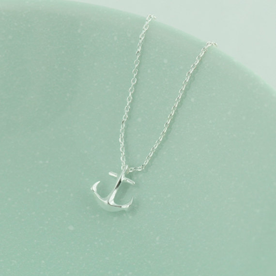 30PCS- N049 Gold Silver Tiny Boat Anchor Necklace Sideways Mens Navy Nautical Anchor Necklaces Boat Hooks Necklace for Women