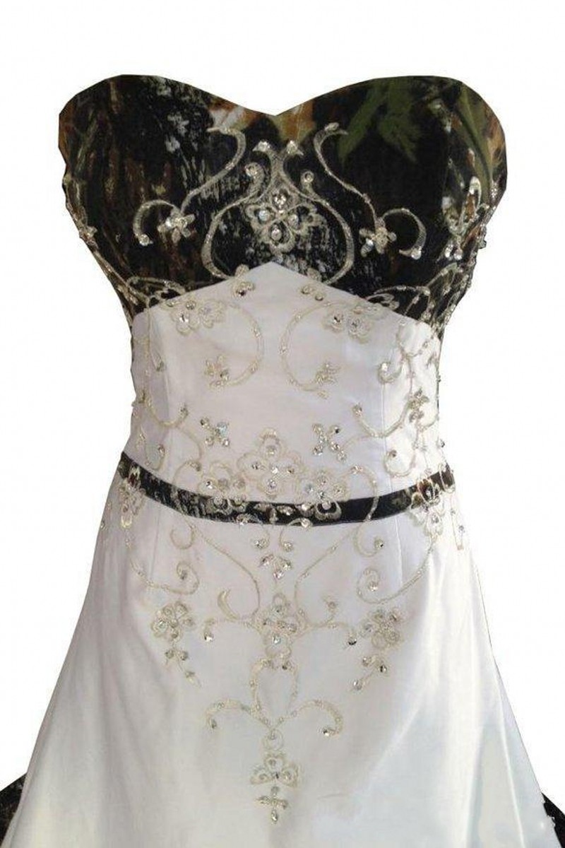 2020 New Camo Wedding Dresses A Line Beaded Lace-up Backless Sweetheart Embroidery Court Train Camo Bridal Gowns Plus Size Real Image 045