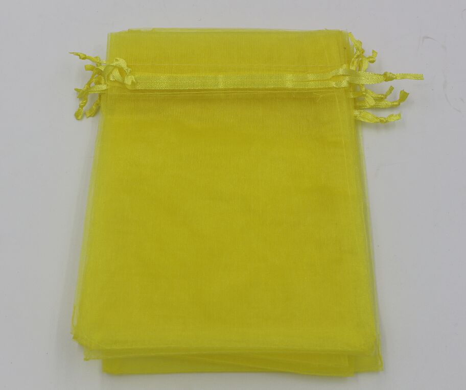 Lemon Yellow 7x9cm 9X11cm 13X18cm Organza Jewelry Gift Pouch Bags For Wedding favorsbeads Accessories