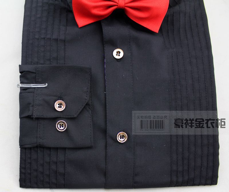 Wholesale-2016 New 6 color Cotton Men Long Sleeve French Cuff Shirts tuxedo Groom Wedding Prom Shirts Bridegroom vest Man Party Shirts