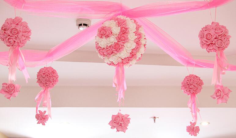 Wedding silk Kissing Ball 11 Inch flower ball decorative flower artificial flower for wedding garden market decoration