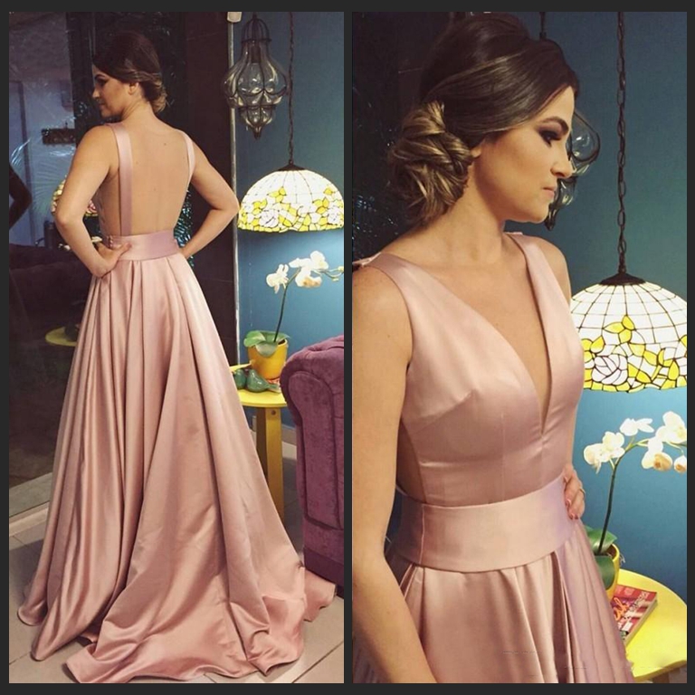 Blush Pink Satin Long Prom Dresses Formal Occasion Deep V-Neck Backless Evening Gown A-Line Girls Night Party Dress Graduation Vestidos Fest
Blush Pink Satin Long Prom Dresses Formal Occasion Deep V-Neck Backless Evening Gown A-Line Girls Night Party Dress Graduation Vestidos Fest
