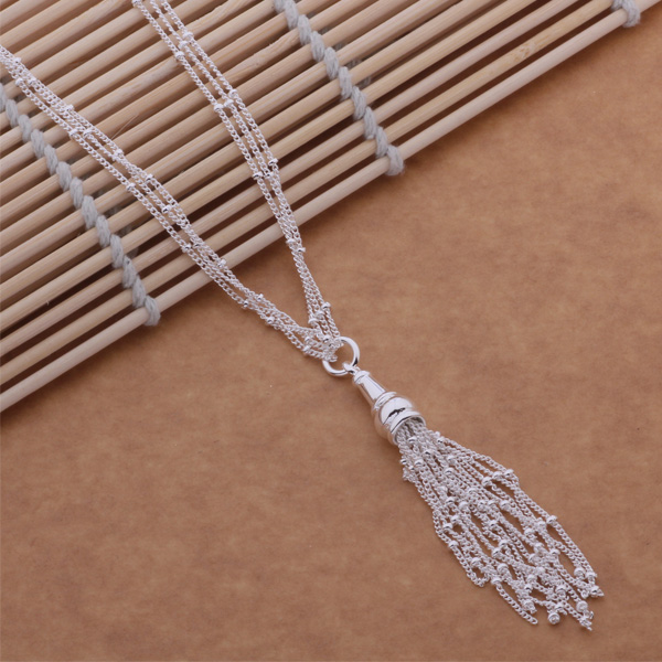 Free Shipping with tracking number Best Most Hot sell Women's Delicate Gift Jewelry 925 Silver 3 chain tassels Necklace