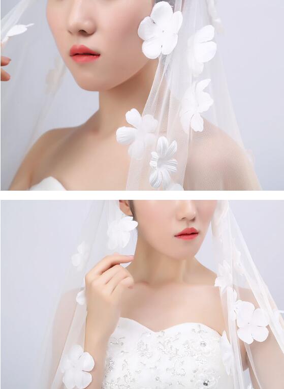 Bridal Veils Long Veils Soft Tulle Three Meters Long Veil with Lace Cathedral Veils White Ivory Veils HT73