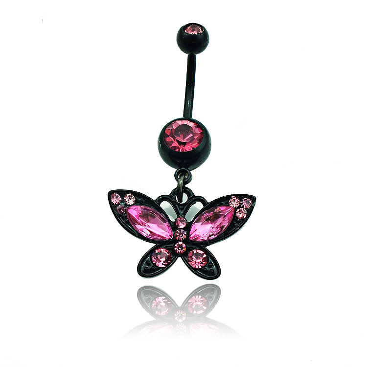 Fashion Belly Button Rings Pink Rhinestone Black Butterfly 316L Stainless Steel Sexy Navel Body Piercing Jewelry, Silver
Fashion Belly Button Rings Pink Rhinestone Black Butterfly 316L Stainless Steel Sexy Navel Body Piercing Jewelry, Silver