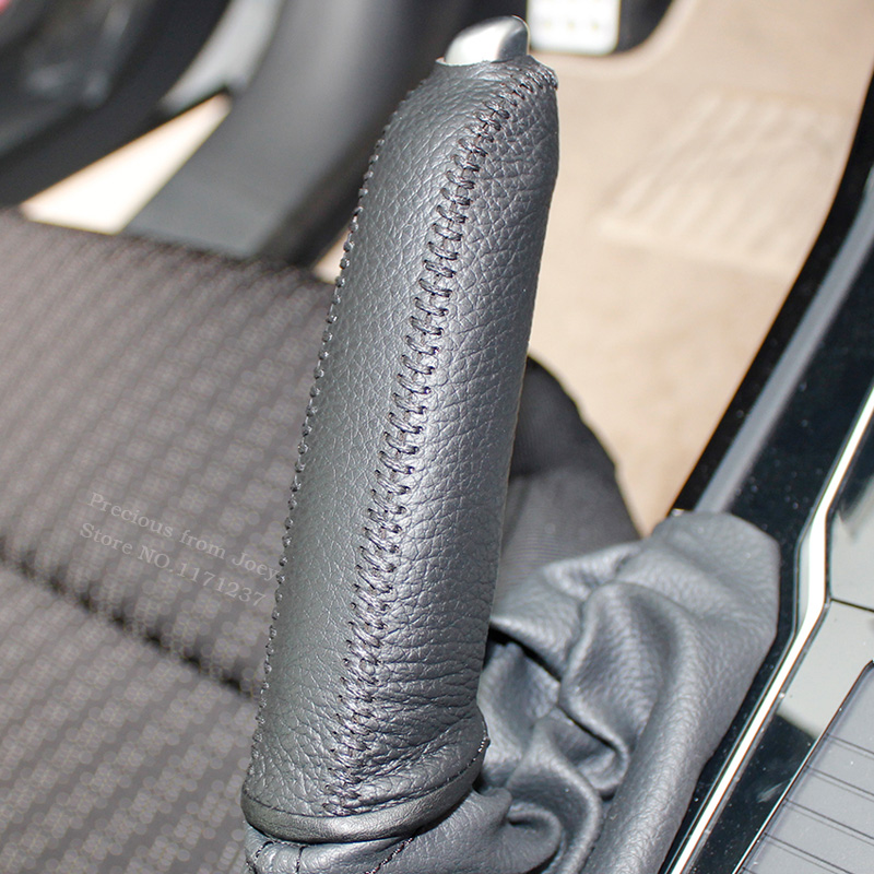 Handbrake cover Case for Peugeot 508 Genuine leather handbrake cover Lengthened Hand sewing Auto interior decoration car styling