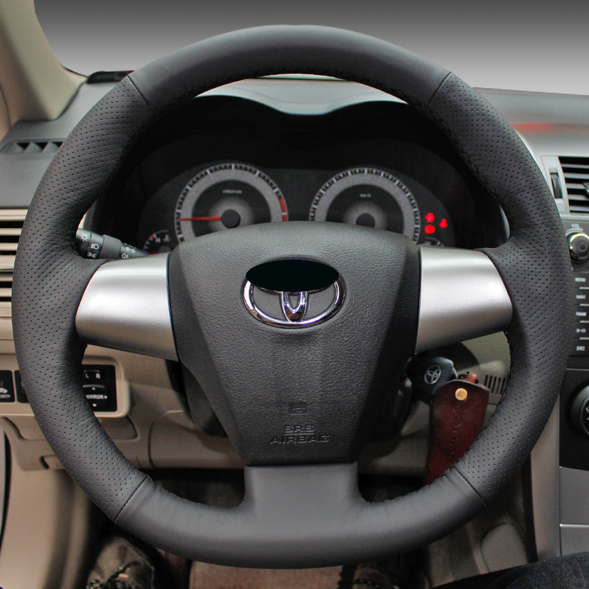 Steering wheel cover Case for Toyota COROLLA 2011 RAV4 2012 Genuine leather DIY Hand-stitch Car styling Interior decoration