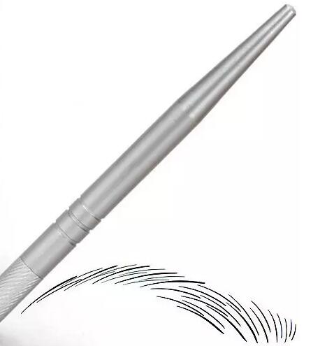 Silver Aluminum Professional Manual Tattoo Pen Permanent Makeup Tattooing Pen 3D Eyebrow Embroidery MicroBlading Pen
