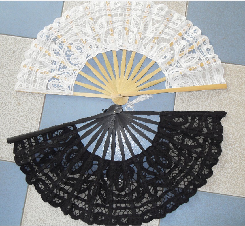 Bridal Wedding Formal Events Fans Wedding Fans Folding Lace Fans Handmade 10.6'' Plain White Hand Fans Ladies' Folding Fans