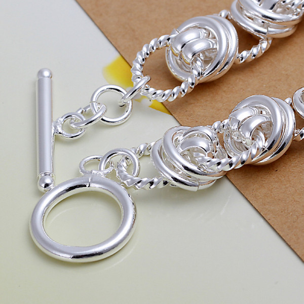 Hot sale best gift 925 silver Double circle TO bracelet DFMCH072, brand new fashion 925 sterling silver plated Chain link bracelets