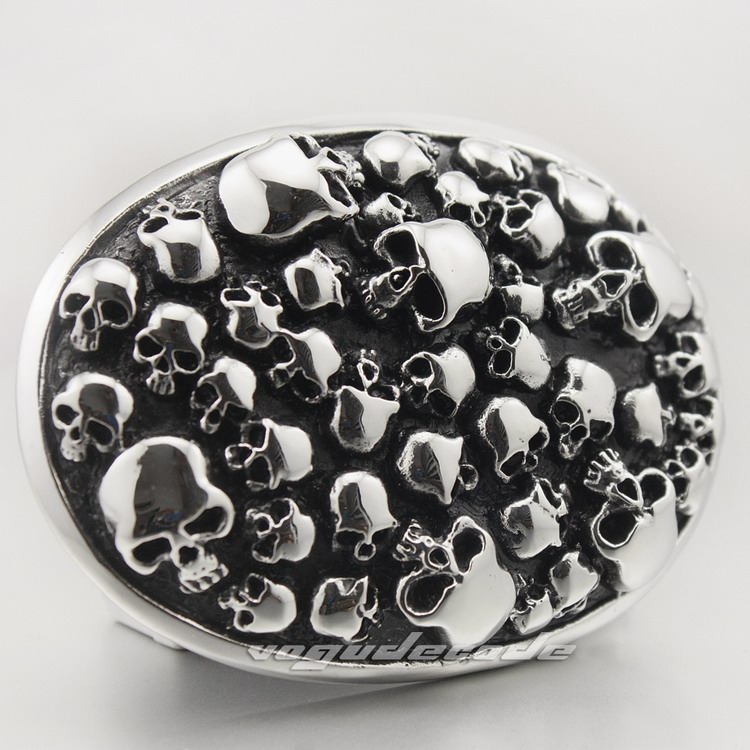 Huge Heavy 316L Stainless Steel Skulls Mens Biker Rocker Punk Belt Buckle P025