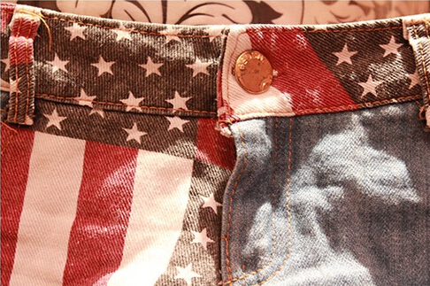 Fashion Summer Women's Sexy Ripped Hole American Flag Denim Club Hot Pants Shorts Low Waist Nightout Clubwear Jeans