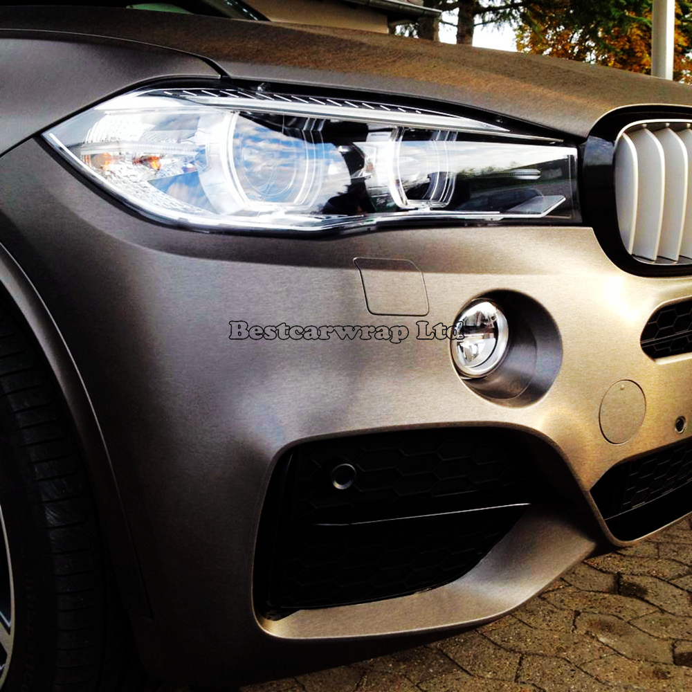 Metal Grey Brushed Steel Vinyl Car Wrap Film Vehicle Wrap Air Bubble Free Anthracite Metallic Matt Brushed aluminum Vinyl 1.52x30M/Roll