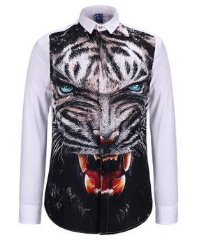 Wholesale-Hot New 3D Printed Men Gold Shirt printing Animal eagle Fashion  Long Sleeve Shirt Camisa Masculina Social Dress Shirts