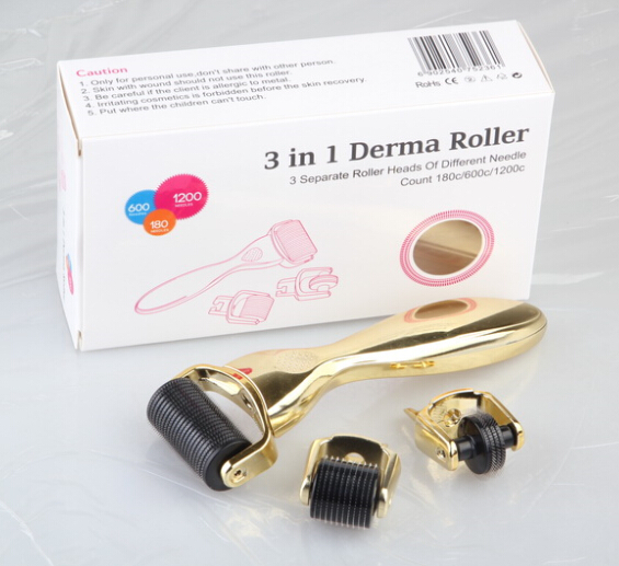 3 in 1 derma roller,3 separate roller heads of different needle count 180c/600c/1200c micro needle roller Dermaroller
3 in 1 derma roller,3 separate roller heads of different needle count 180c/600c/1200c micro needle roller Dermaroller