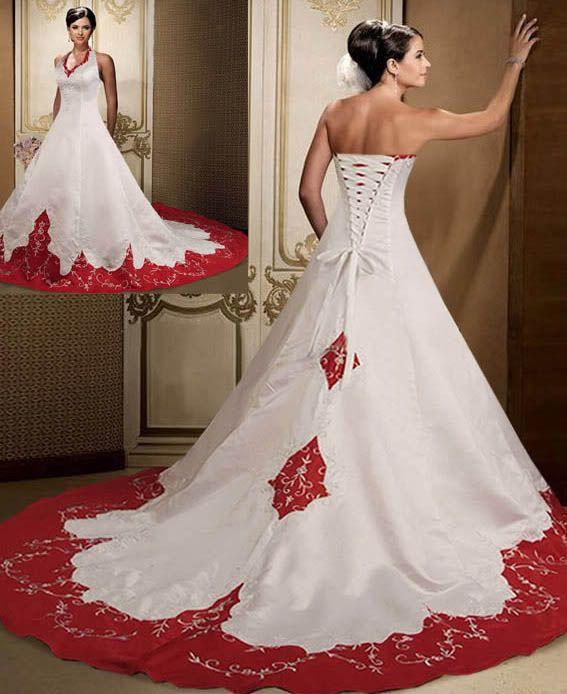 2016 Vintage Gothic Red And White Halter Applique Sweep Train Stain Wedding Dresses Vestido De Noiva Lace-up Back Bridal Gowns Custom Made, Black
2016 Vintage Gothic Red And White Halter Applique Sweep Train Stain Wedding Dresses Vestido De Noiva Lace-up Back Bridal Gowns Custom Made, Black
