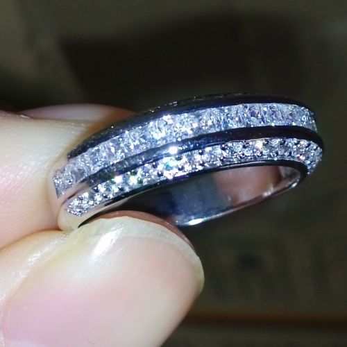 Retro Size 6-10 Princess Cut 10k white gold filled white Topaz Wedding Ring set gift