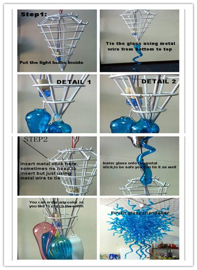 Wholesale Large Modern Hotel Restaurant Foyer Light Fixture High Quality Contemporary Modern Style Blown Murano Glass Shade Chandelier