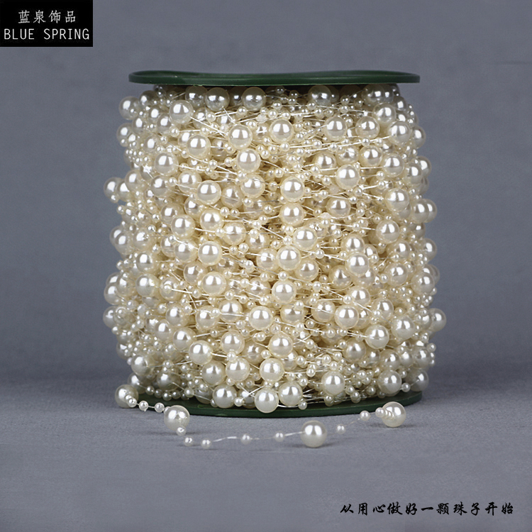 60 Meters Fishing Line Pearls Beads Chain Garland Flowers Wedding Party Decoration Bead Chain Imitation Pearls Colorful Cheap Supp