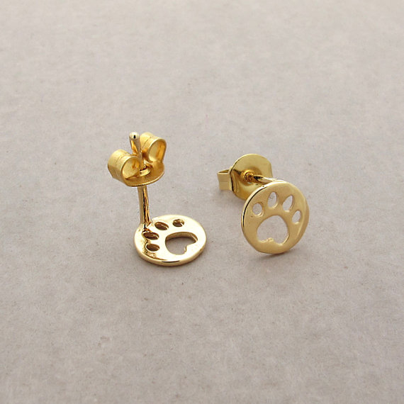 10Pair Gold Silver Cute Bear Cat Paw Stud Earrings Animal Panda Paw Print Stud Earrings Decoupage Round Dog Paw Earring
