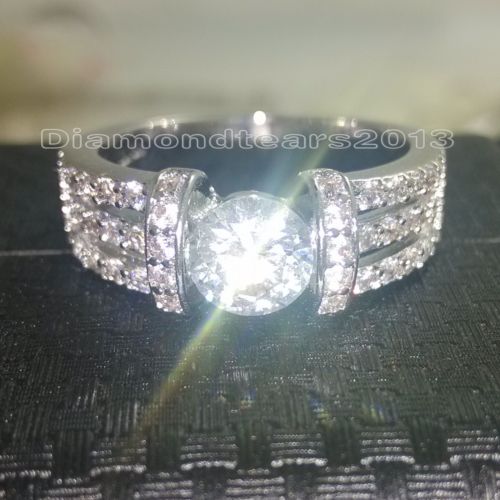 Free shipping High quality Luxury Size 5-10 jewelry 10kt white gold Filled white Topaz Cut Gem Women Engagement Wedding Ring gift with box