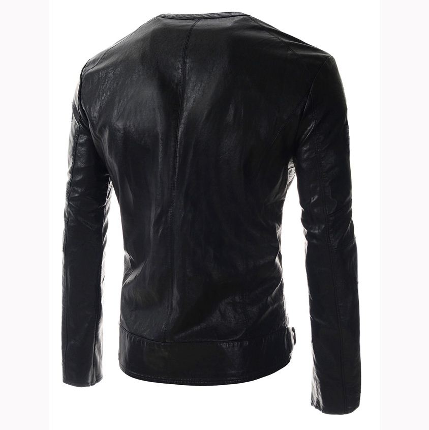 FG1509 New fashion mens simple solid color pu leather jacket cardigan zipper coats jackets menswear motorcycle jacket streetwear jacket