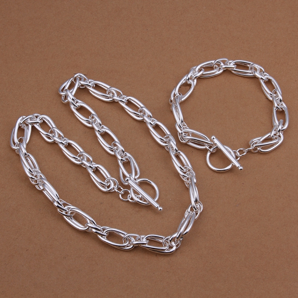 High grade 925 sterling silver Single twisted piece bracelet necklace wave TO jewelry sets DFMSS421 Factory direct sale wedding 925 silver