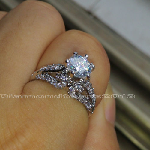 5-10 Size 1.5ct Topaz Engagement Ring in 10kt White Gold Filled, Mother's Day Gift