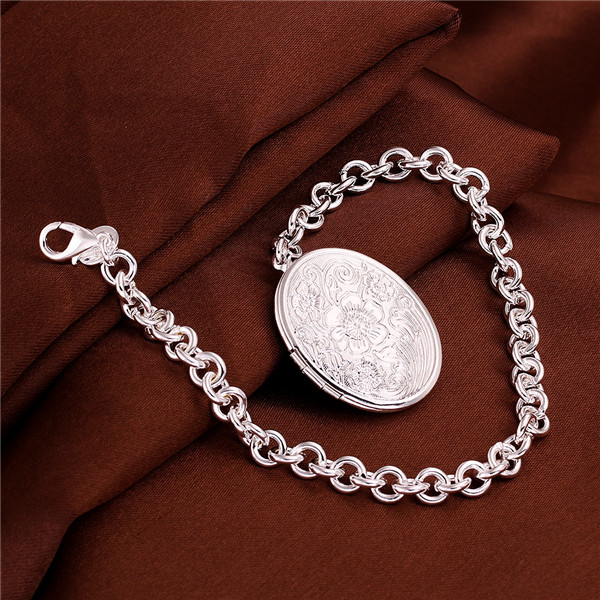 Hot sale gift 925 silver Closed circular carving Bracelet DFMCH349,Brand new fashion 925 sterling silver Chain link bracelets high grade