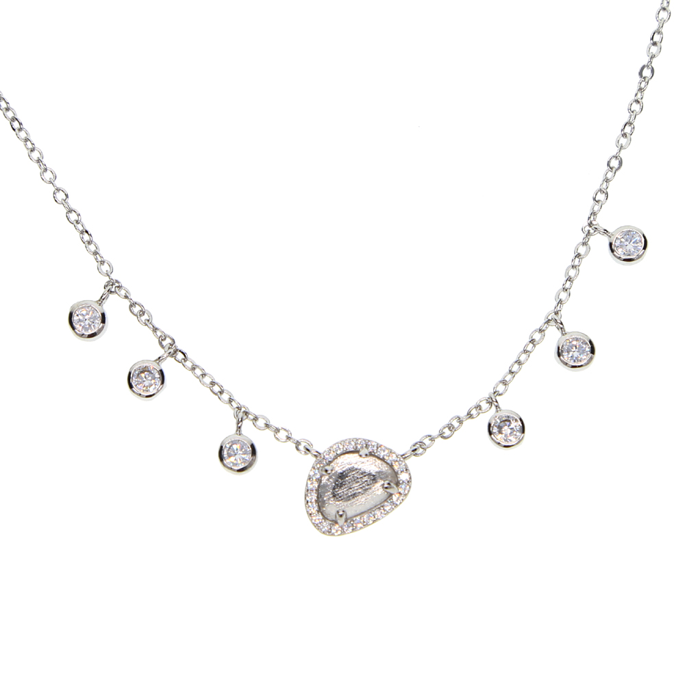 fashion jewelry chrimstams gift uneven gemstone blue white stone cz drop choker statement elegant women jewelry necklace