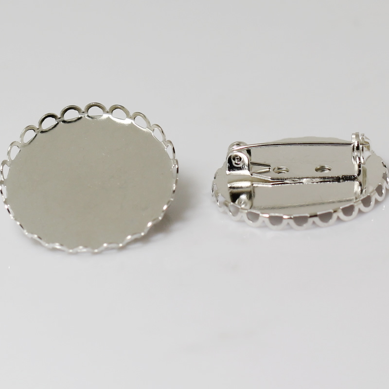 Beadsnice brass brooch with 25 mm round cabochon setting brooch base for jewelry making ID 11789