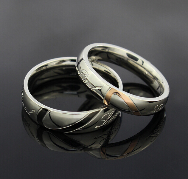 Fashion Jewelry 316L Stainless Steel Silver Half Heart Simple Circle Real Love Couple Ring Wedding Rings Engagement Rings Valentin