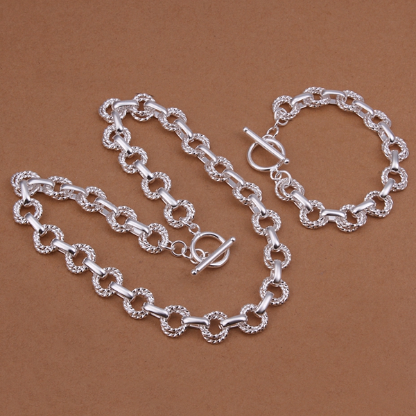 High grade 925 sterling silver Single twisted piece bracelet necklace wave TO jewelry sets DFMSS421 Factory direct sale wedding 925 silver