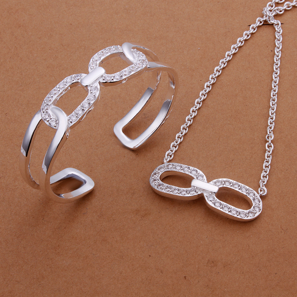 High grade 925 sterling silver Cross-O-Set jewelry sets DFMSS402 Factory direct sale wedding 925 silver earring ring