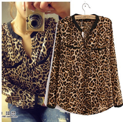 Women Sexy Leopard long-sleeved V-Neck chiffon shirt Casual Blouse Tops Women' Clothing
Women Sexy Leopard long-sleeved V-Neck chiffon shirt Casual Blouse Tops Women' Clothing