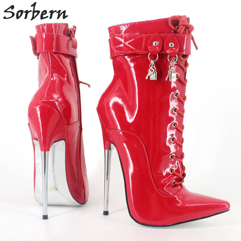 women high thin boots plus size patent lace up ladies party boots sexy ankle boots pointed toe fashion boot modest, Black shiny
women high thin boots plus size patent lace up ladies party boots sexy ankle boots pointed toe fashion boot modest, Black shiny