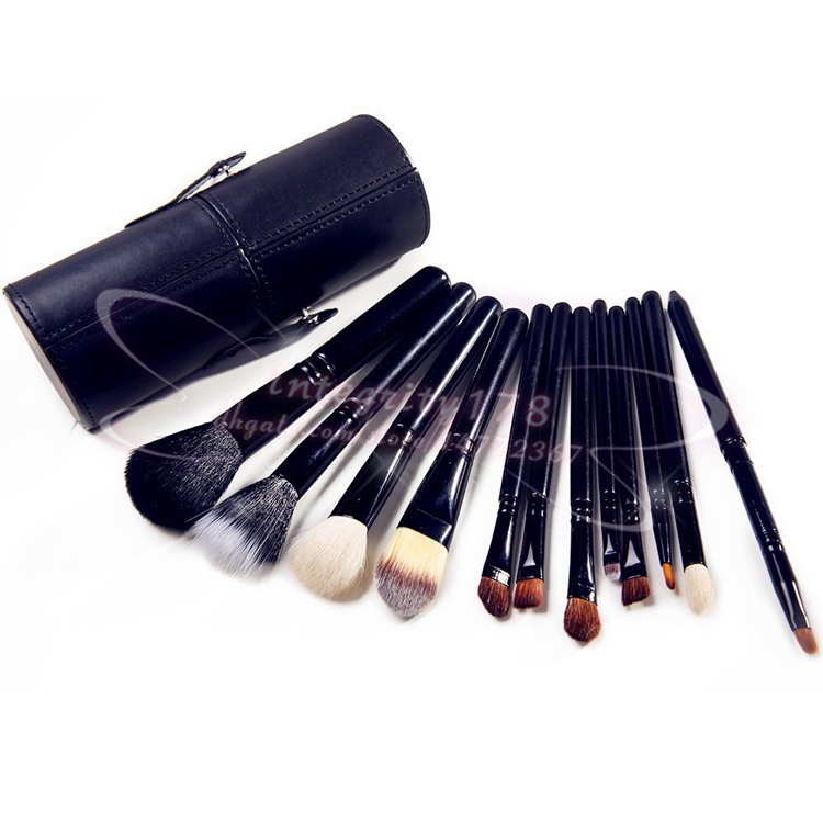 12 PCS Makeup Brush Set+Cup Holder Professional 12 pcs Makeup Brushes Set Cosmetic Brushes With Cylinder Cup Holder