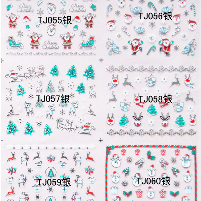 Christmas 3D Nail Art Sticker Decoration 12 Pack Different Style Nail Art Stickers