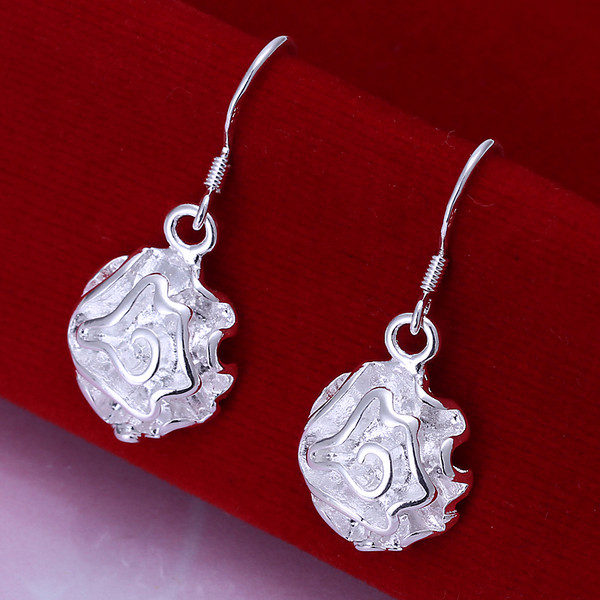 Brand new sterling silver plated Rose earrings DFMSE066,women's 925 silver Dangle Chandelier earrings 10 pairs a lot