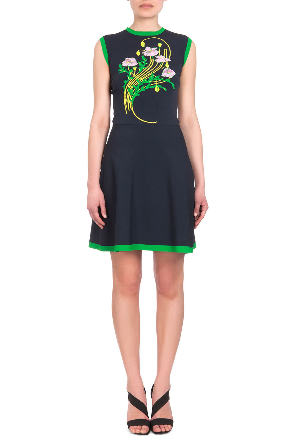 Embroidery Women A-Line Dress Color Block Sleeveless Dresses 120805, As pictures