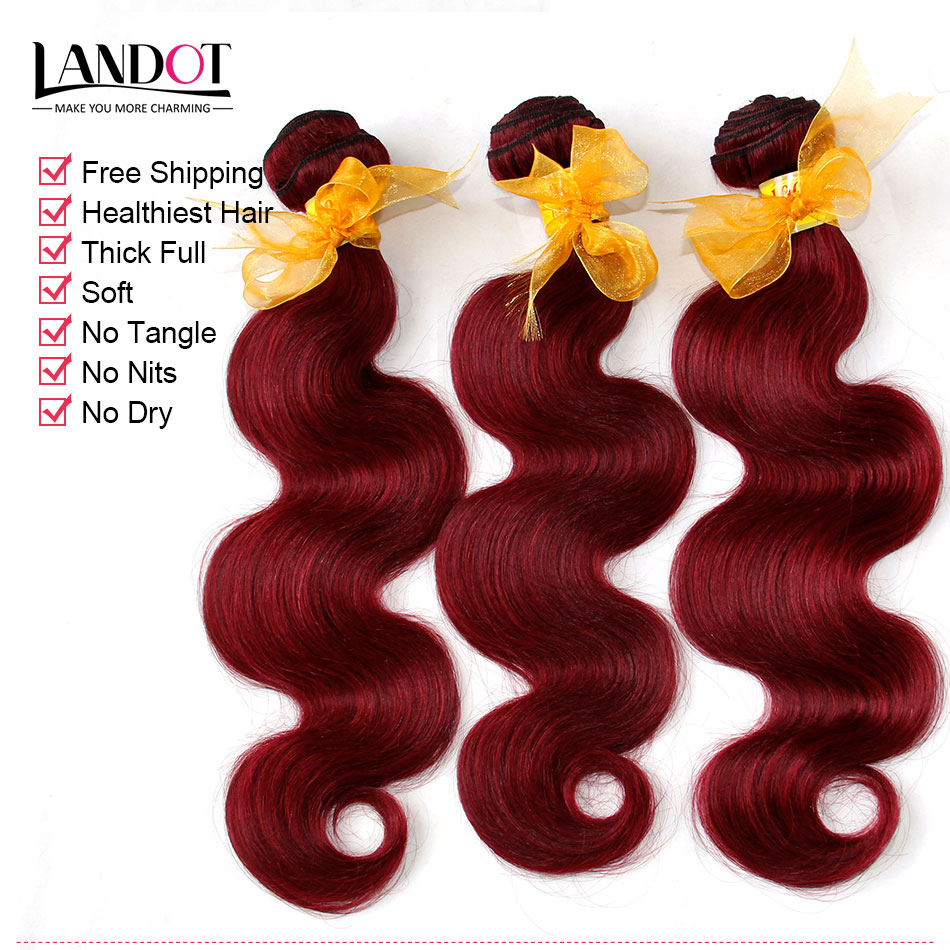 Burgundy Malaysian Body Wave Virgin Human Hair Weave Bundles Malaysian Body Wave Hair 3Pcs Lot Wine Red 99J Human Hair Extensions Soft Full