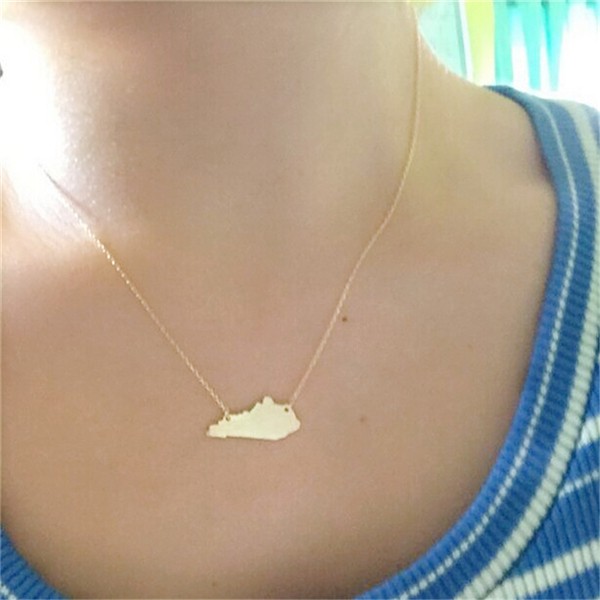 10PCS Cut Outline Kentucky State Map Necklace KY state America USA Necklaces for Hometown Gifts