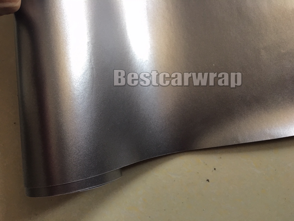 Top quality Grey Satin Vinyl Car Wrap styling Foil covering stickers Vehicle covering skin size 1.52x20m/Roll 4.98x66ft