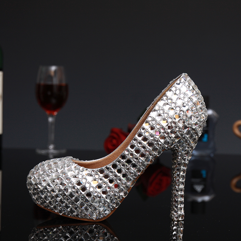 New Fashion Silver Woman Platform Shoes Crystal High Heels Shoes Crystal Rhinestone Round Toe Lady's Party Proms Plus Size 34-43
New Fashion Silver Woman Platform Shoes Crystal High Heels Shoes Crystal Rhinestone Round Toe Lady's Party Proms Plus Size 34-43