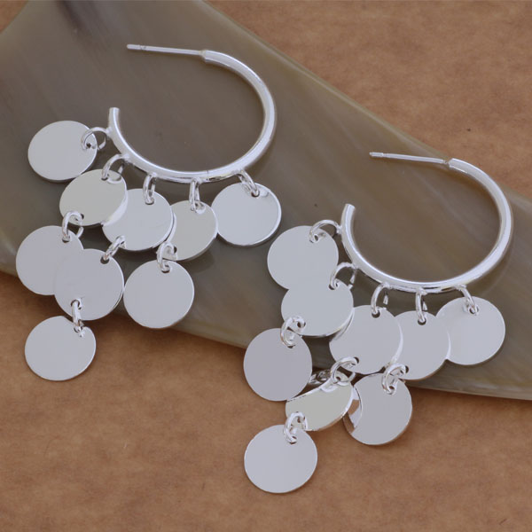 Fashion (Jewelry Manufacturer) 20 pcs a lot Hanging 9 discs earrings 925 sterling silver jewelry factory price Fashion Shine Earrings