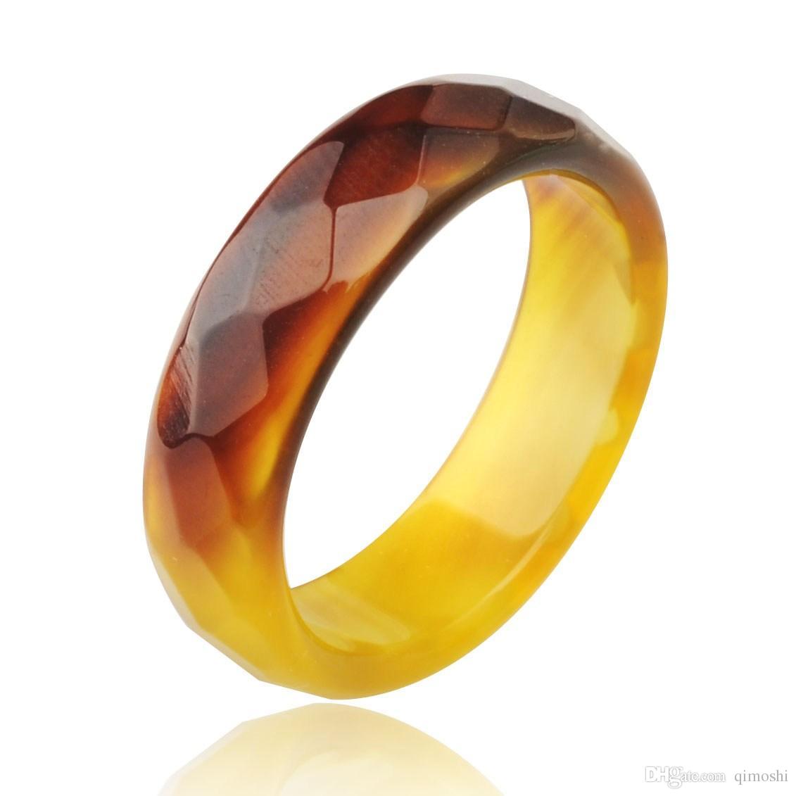 Hot Sale high quality Natural Agate jade Crystal gemstone jewelry engagement wedding rings for women and men Love gifts more Color optional