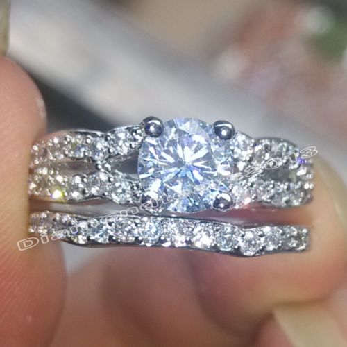Luxury Size 6/7/8/9/10 High quality jewelry 10kt white gold filled simulated Diamond white topaz Wedding women Ring set mother's day gift