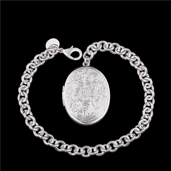 Hot sale gift 925 silver Closed circular carving Bracelet DFMCH349,Brand new fashion 925 sterling silver Chain link bracelets high grade